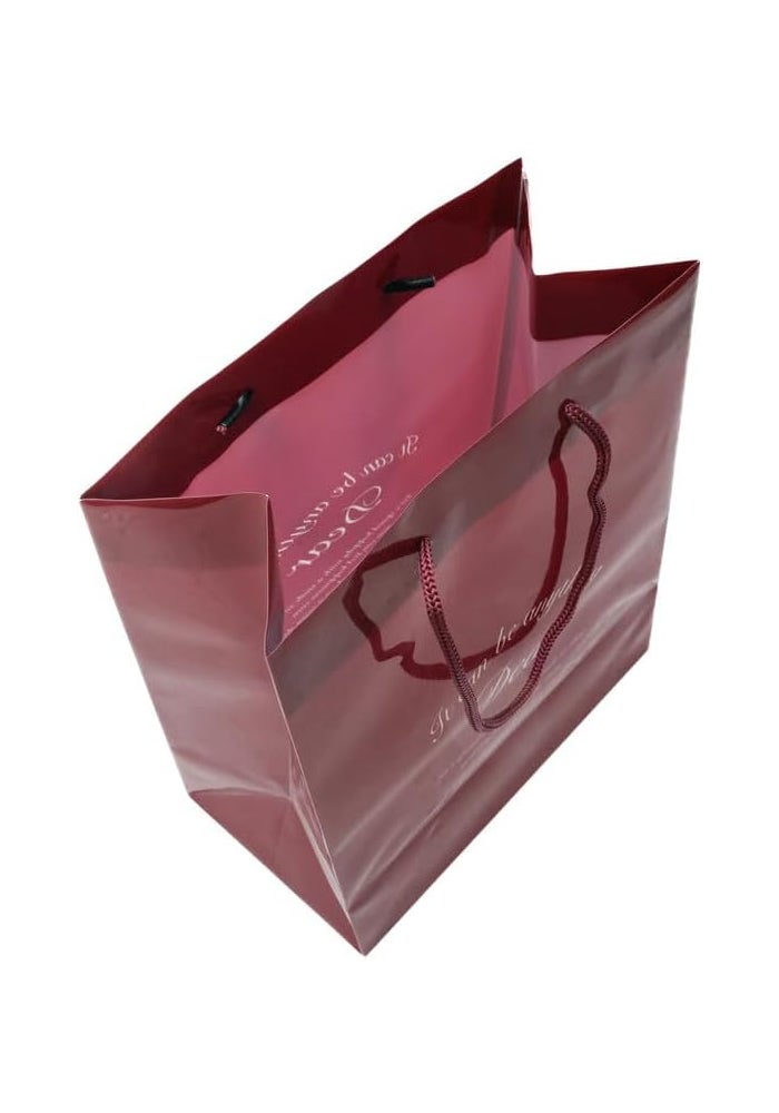 Daiso Red Gift Bag with English Text Design (20x25x11 cm) - Image 3